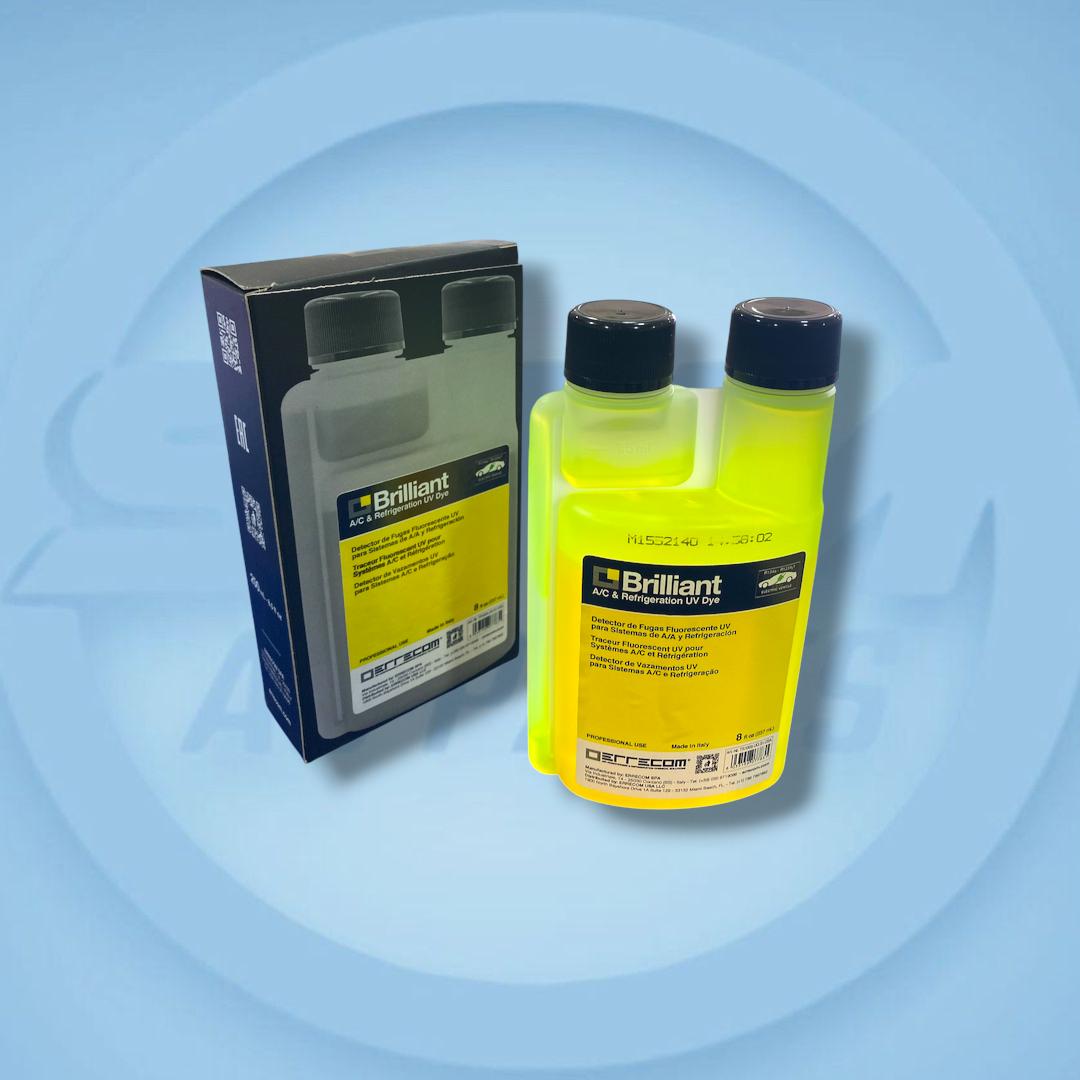 TINTE DETECTOR DE FUGAS UV PARA AIRE ACONDICIONADO Y REFRIGERACIÓN – BRILLIANT ERRECOM 250 ML | STM AC PARTS